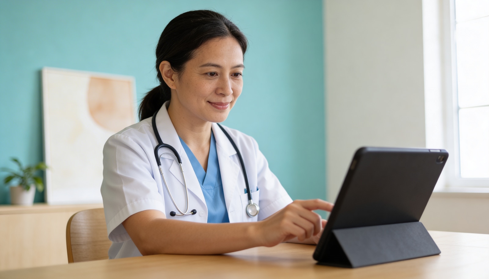 Doctor with tablet