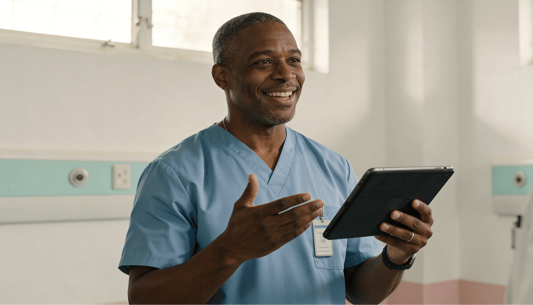Doctor with tablet